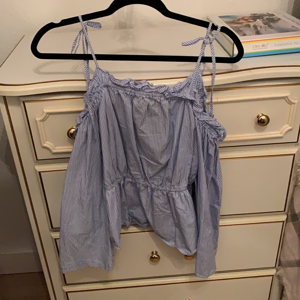 Blue & White striped off the shoulder top